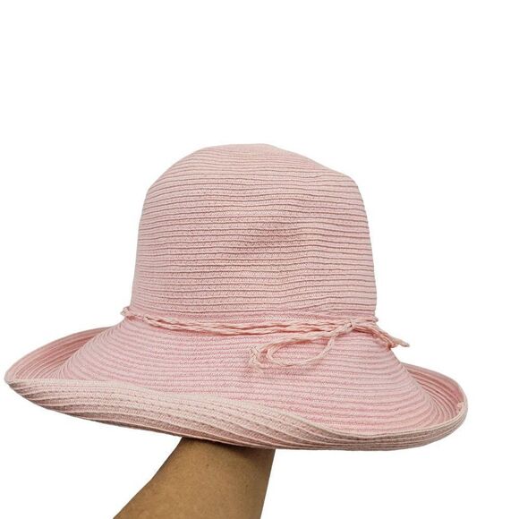 Dorfman Pacific Beach Bucket Safari Hat Pink 100% Paper Braided Bow Detail - Picture 3 of 9
